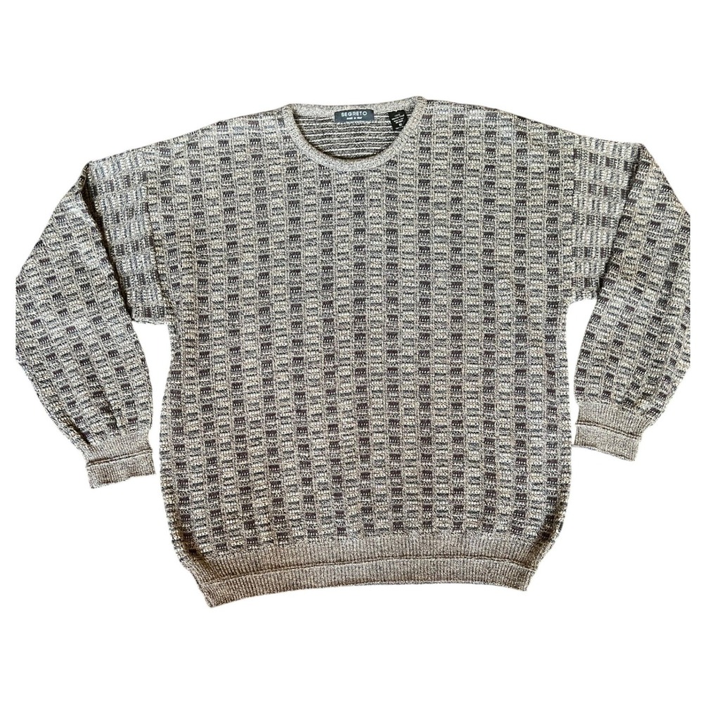 Vtg Made in Italy 100% Merino Wool Luxury Grandpa Crewneck Sweater Preppy Mens M